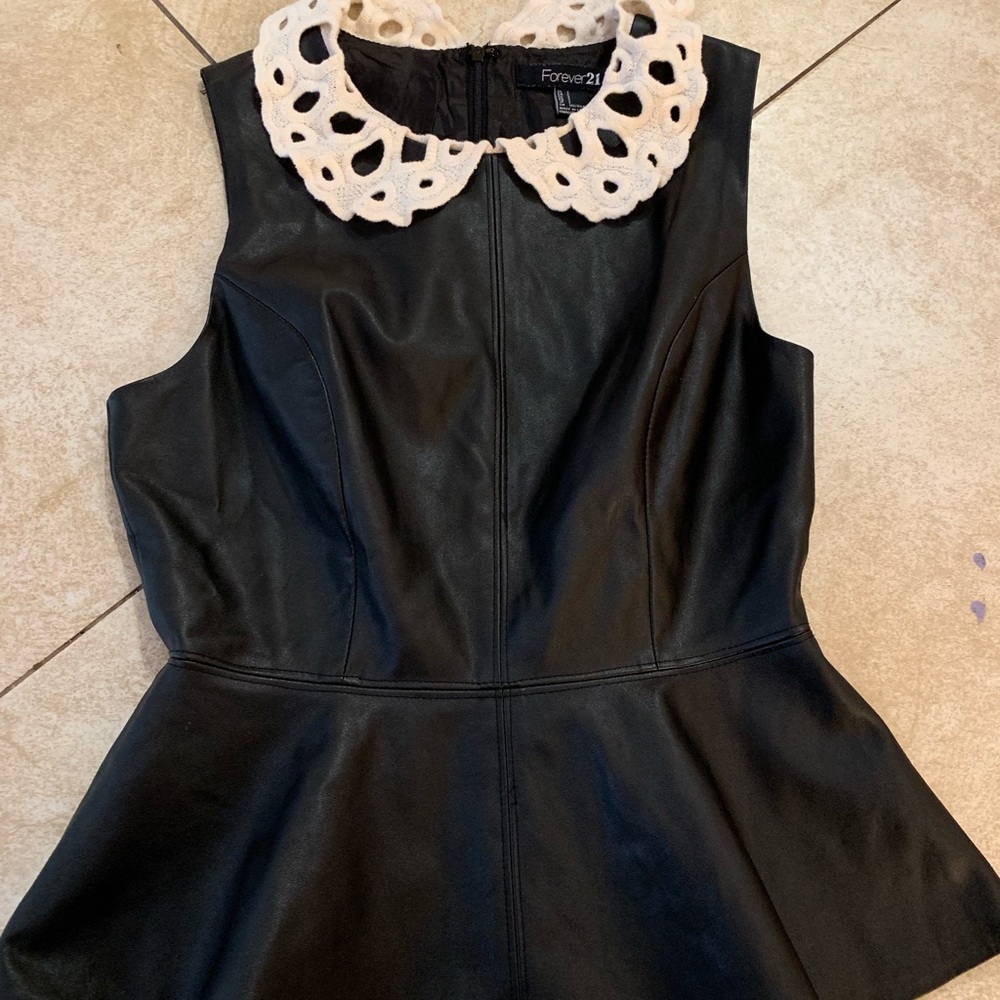 Sold***Faux leather peplum top
